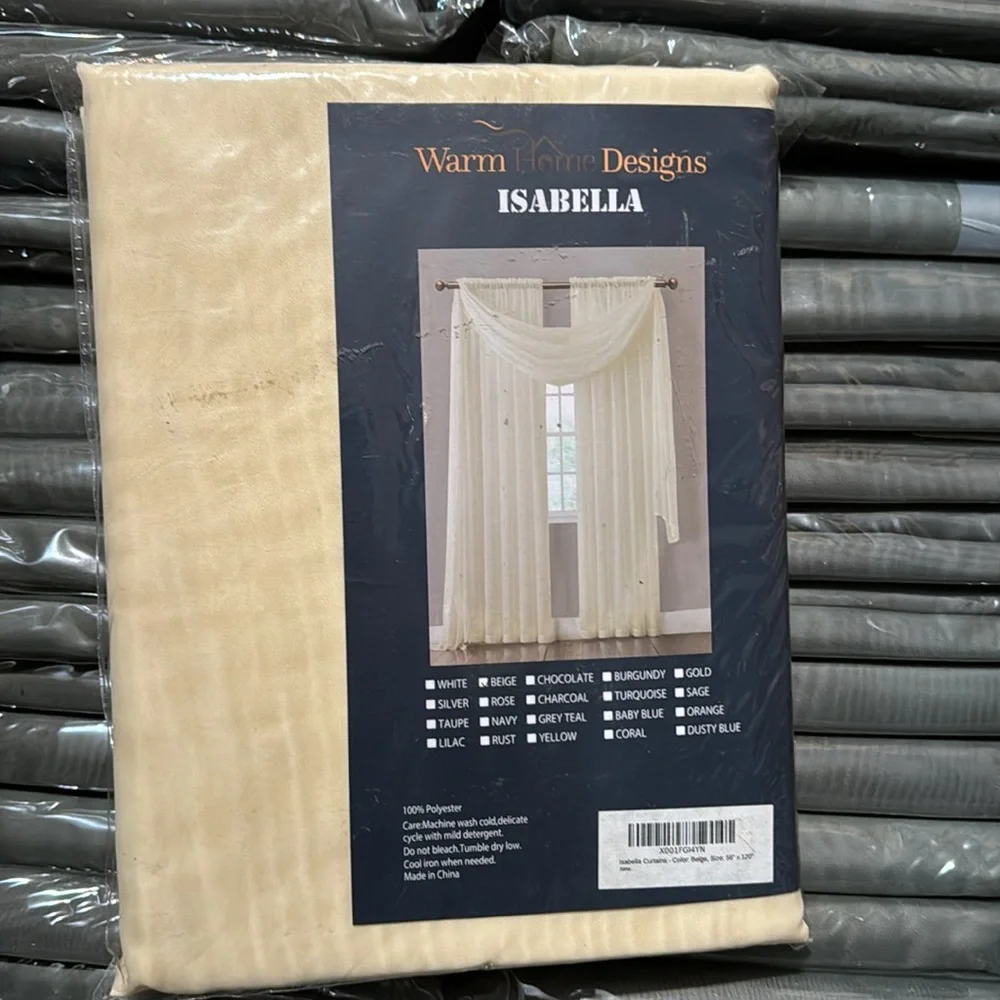 Isabella Beige sheer 2 window panels